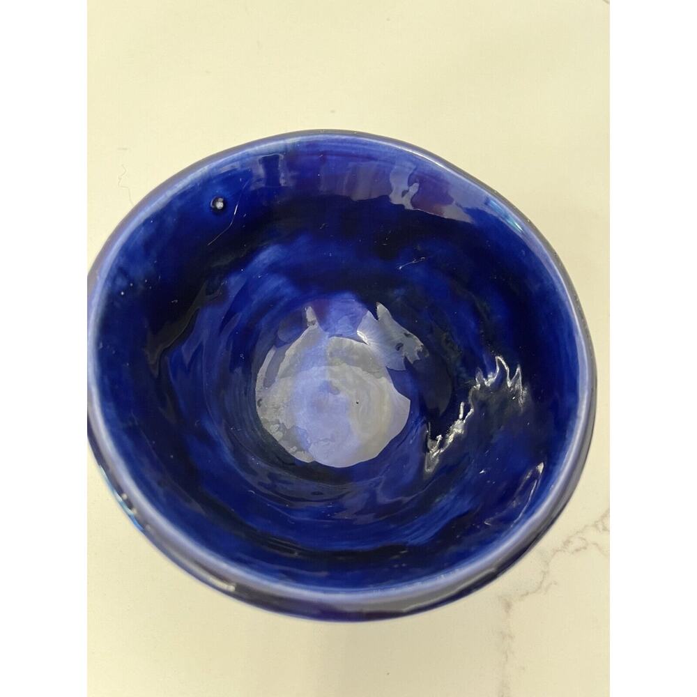 Empty Bowls  Bowl Art Pottery Artist-Signed Glazed Hand Thrown Cobalt Blue - Picture 2 of 4